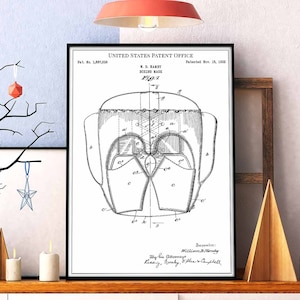 Boxing mask 1932 fight winner heavyweight champion ring corner print wall art poster bedroom patent vintage retro gift birthday