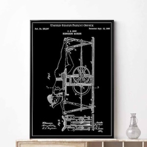Exercise machine 1885 print patent vintage retro birthday wall decoration art decor fitness gym workout motivation training muscle crossfit