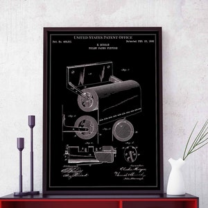 Toilettenpapier Befestigung 1892 Badezimmer Wc Haus Haus Druck Wand Kunst Poster Schlafzimmer Patent vintage retro Geschenk Geburtstag