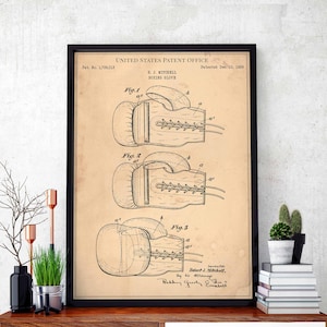 Boxing glove 1929 fight winner heavyweight champion ring corner print wall art poster bedroom patent vintage retro gift birthday