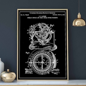 Stellar Compass 1902 ship seaman pirate shipwreck treasure print wall art poster bedroom patent vintage retro gift birthday
