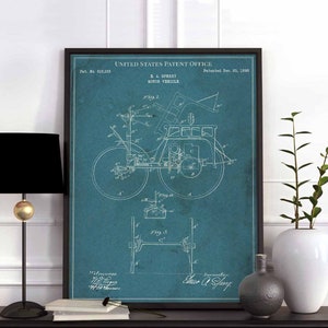 Motor vehicle 1898 motorsport rallye drift drag print wall art poster bedroom patent vintage retro gift birthday