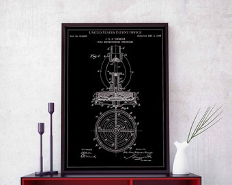 Fire Extinguishing Sprinkler 1898 fireman firefighter firetruck firedept print wall art poster bedroom patent vintage retro gift birthday