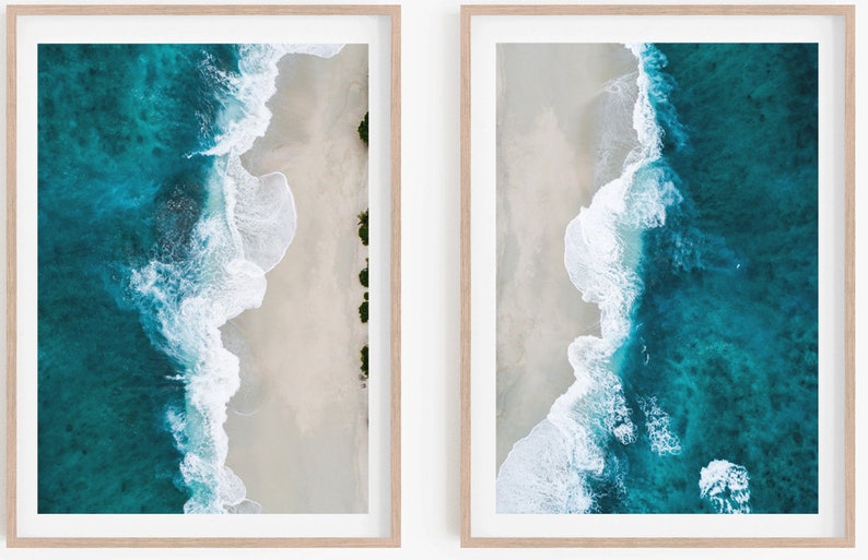 Set of 2 Ocean Prints Coastal Poster Pair 53 54 Beach Etsy UK