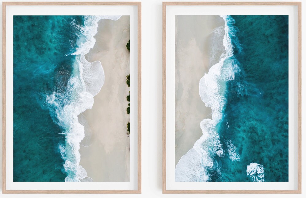 Set of 2 Ocean Prints Coastal Poster Pair 53 54 Beach Etsy UK