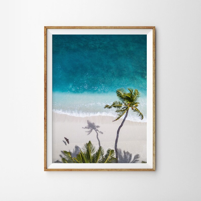 Turquoise Water Beach Print Palm Tree Wall Art No40 Aerial Etsy UK