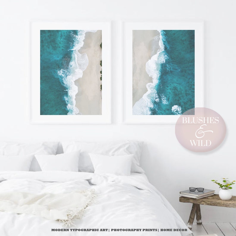 Set of 2 Ocean Prints Coastal Poster Pair 53 54 Beach Etsy UK