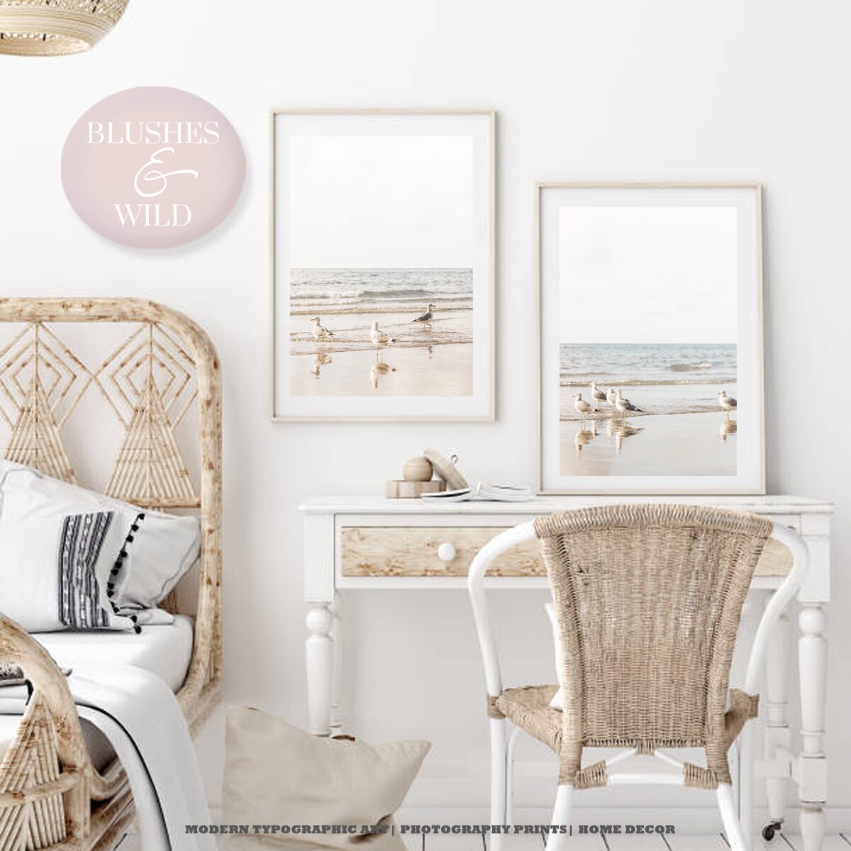 Beach Prints Set of 2 Coastal Print Set Bird Photography Etsy UK