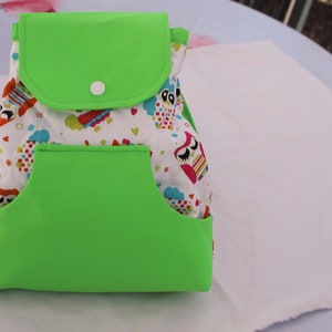 Backpack for quilted cuddly toy anise green or blue, or pink or orange Green