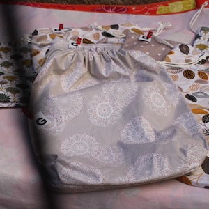 Sac à salade , sac à légumes, en coton enduit et tissu alimentaire