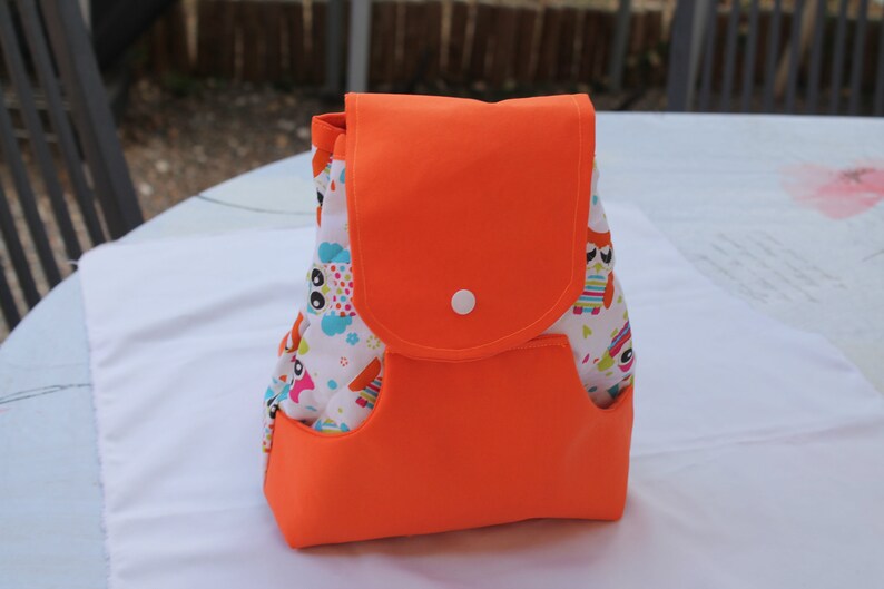 Backpack for quilted cuddly toy anise green or blue, or pink or orange Orange