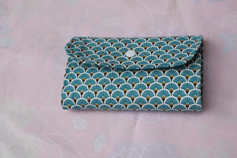 Tôte bag pliable en coton, sac de courses éventail turquoise