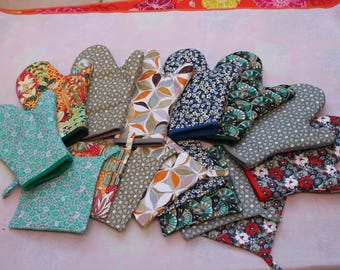 Gant de cuisine et manique assortie, en coton oeko tex et thermollam