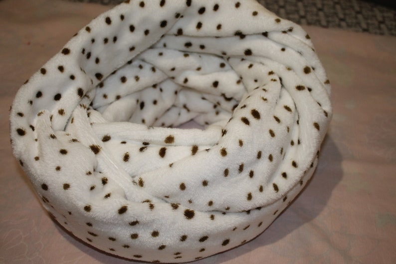 Double neck snood for adults or teenagers, very soft white comforter with khaki speckles image 4