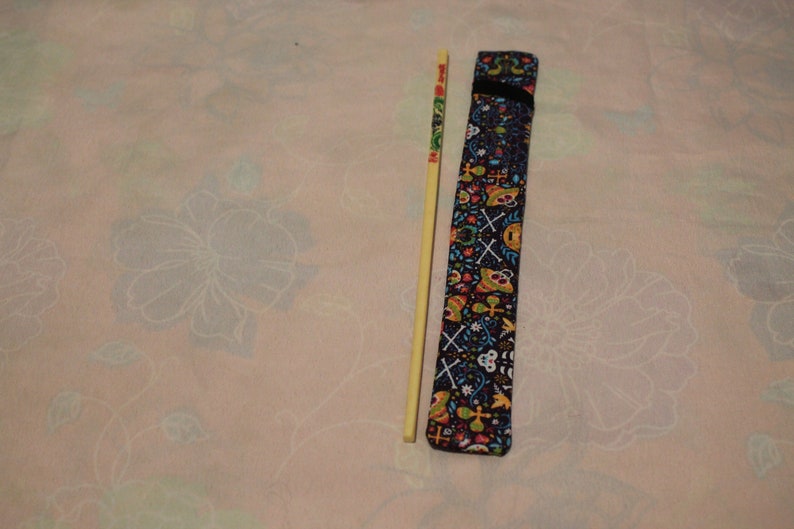 Etui pour baguettes chinoises en coton motif crâne fleuri