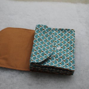 Pochette accordéon, organisateur de sac, pochette à coupons, portefeuille tissu éventail turquoise