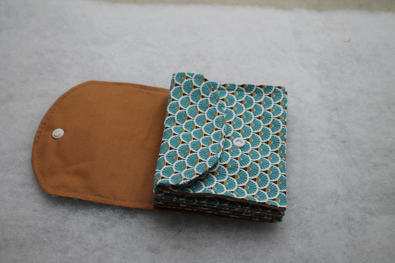 Pochette accordéon, organisateur de sac, pochette à coupons, portefeuille tissu éventail turquoise