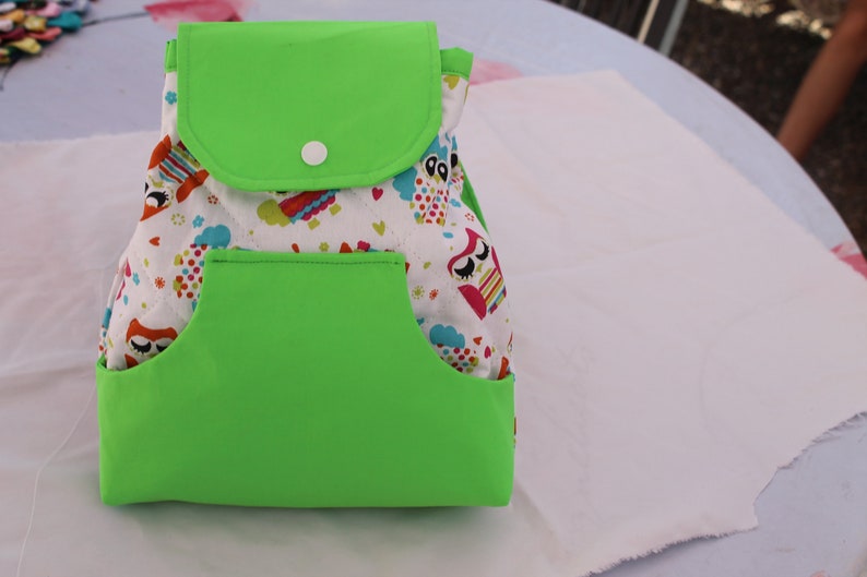 Backpack for quilted cuddly toy anise green or blue, or pink or orange Green