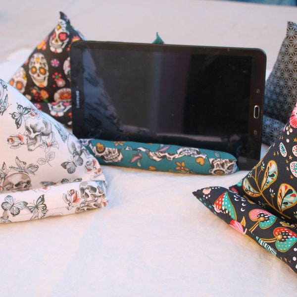 Porte tablette, coussin berlingot en coton, porte switch, smartphone, liseuse, ipad,