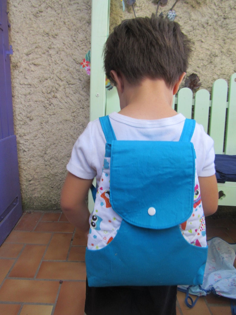 Backpack for quilted cuddly toy anise green or blue, or pink or orange image 4