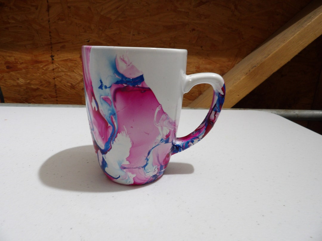 Hydro Dipped Mug A4 Water Paint Dipped Mug Red and Blue Dipped Mug Etsy