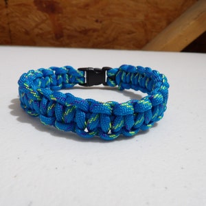 Paracord Bracelet - Paracord Wearable - Survival - Camping - Hiking - Blue With Yellow And Purple -Bracelet - Jewelry - Woven - Handmade