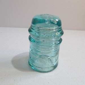 Glass Insulator - Vintage Hemingray AM Tel & Tel Co. Glass Blue Insulator