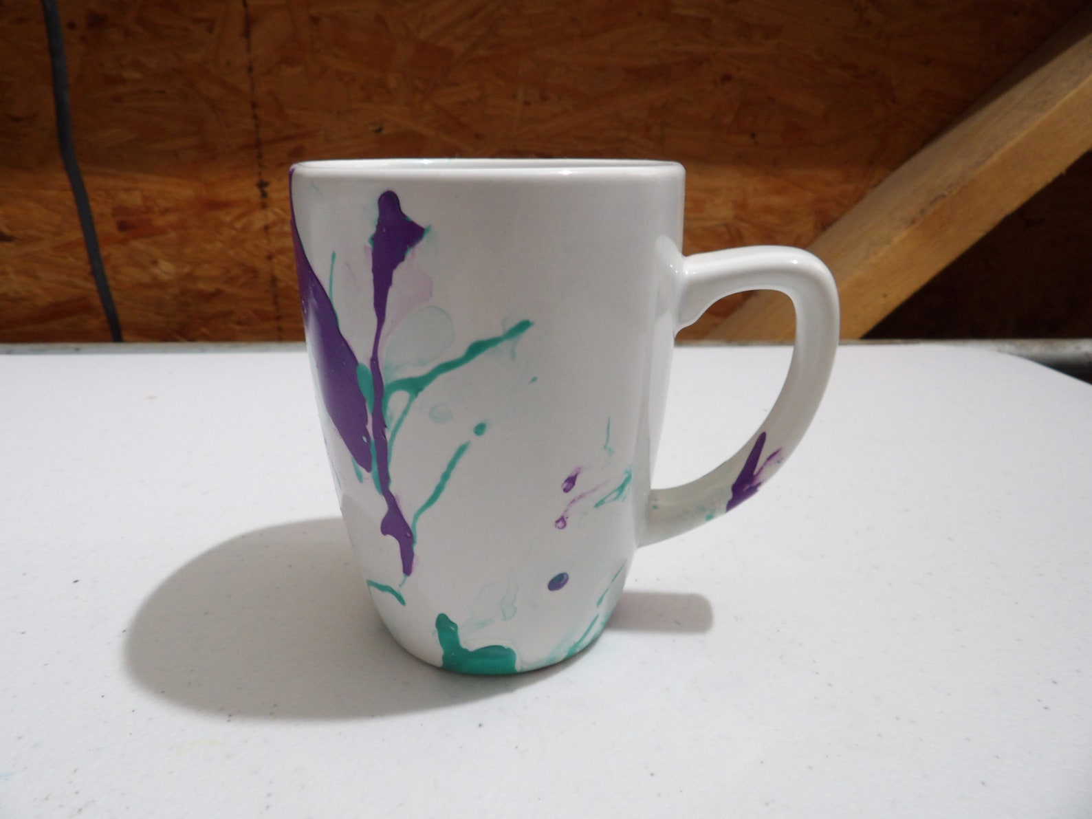 Hydro Dipped Mug A6 Water Paint Dipped Mug Purple and Sea Foam Dipped Mug Etsy