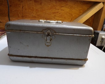 Vintage Metal Tool Box - Metal Box - Storage Box - Tool Box