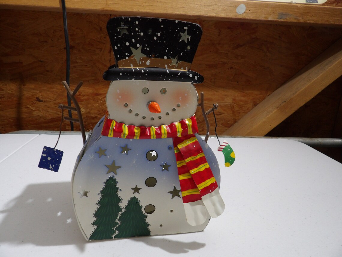 Metal Snowman Tealight Candle Holder Christmas Decoration Etsy