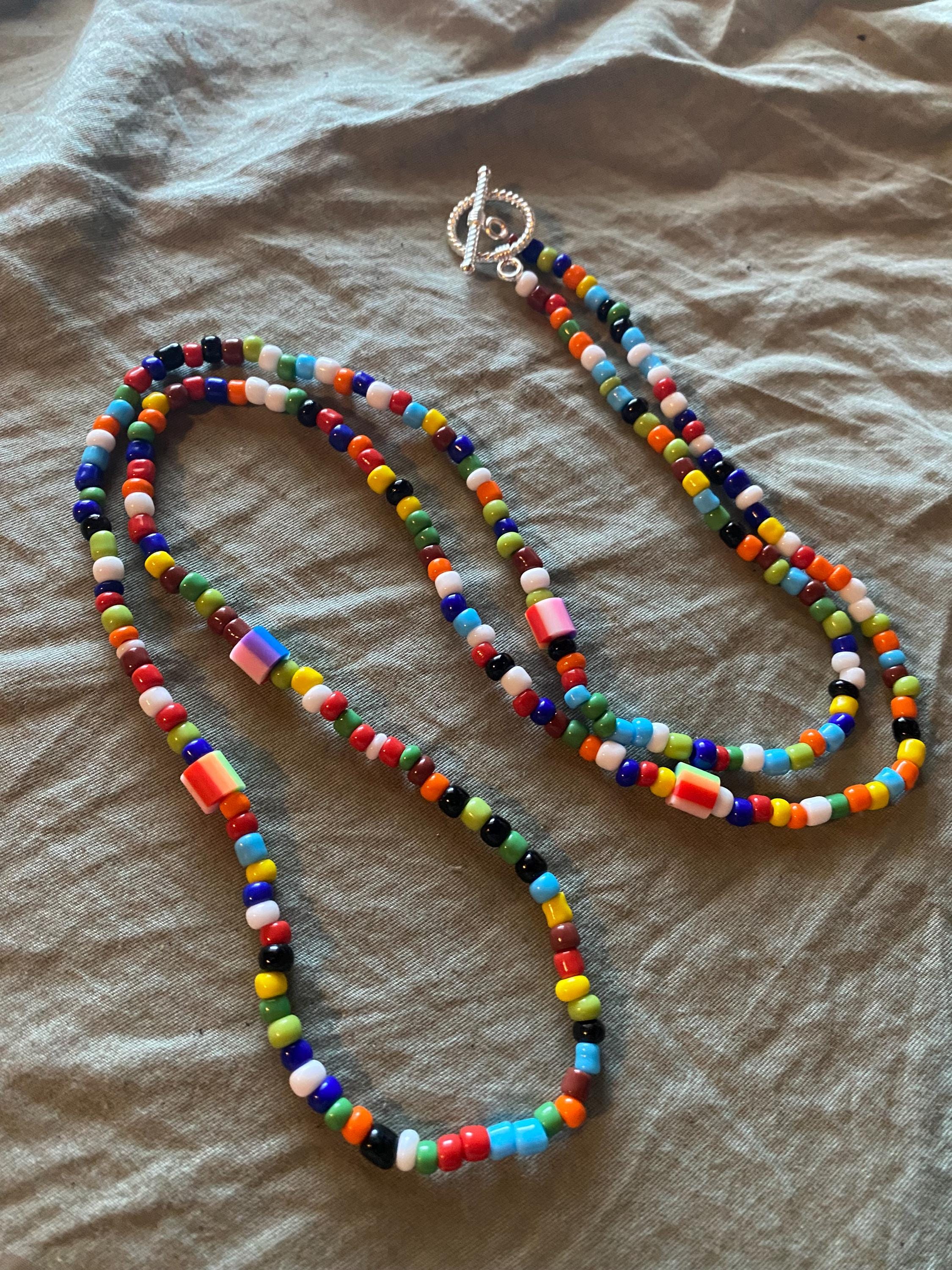 Seed Bead Necklace, Boho Hippie Style, Love Beads or Peace  display picture 1