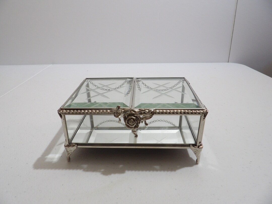 Glass Jewelry Box Cynthia Rowley New York Keepsake Box Etsy