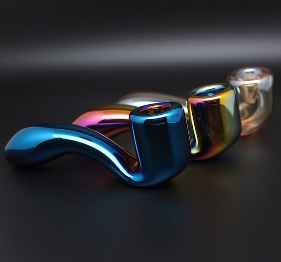 4.2” Metallic Glass Sherlock Holmes Smoke Bowl Smoking Pipes Bowls for Tobacco Rainbow Blue lightning Gold Traditional Unique Collectible
