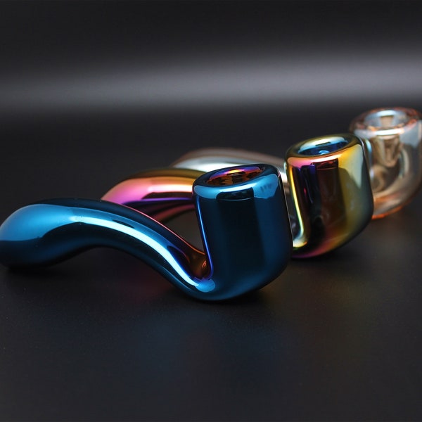 4.2” Metallic Glass Sherlock Holmes Smoke Bowl Smoking Pipes Bowls for Tobacco Rainbow Blue lightning Gold Traditional Unique Collectible