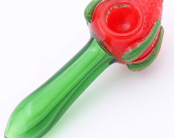 2 Pack Red Twisted Glass Tobacco Spoon Pipes US Seller 2 Pack Red Twisted Glass Tobacco Spoon Pipes US Seller