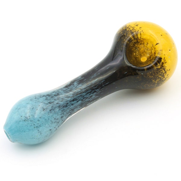 4.5" Dune Glass Smoke Bowl Heavy Thick Smoking Pipes Tobacco Pipe Handmade Bowl Yellow Blue Black Spoon Unique Solid Collectible Gift