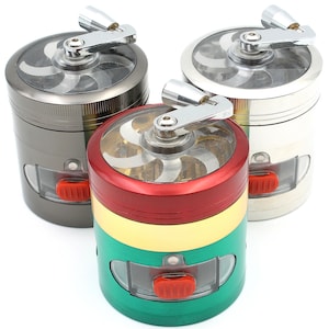 2.5&quot; 64mm Zinc Alloy Grinder Heavy Duty Large Crusher Grinders Catcher Handle Crank Mill 4 Pcs Big Dry Herbal Herb Spice Smoke Magnetic Lid