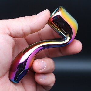 4.2” Metallic Glass Sherlock Holmes Smoke Bowl Smoking Pipes Bowls for Tobacco Rainbow Blue lightning Gold Traditional Unique Collectible image 8