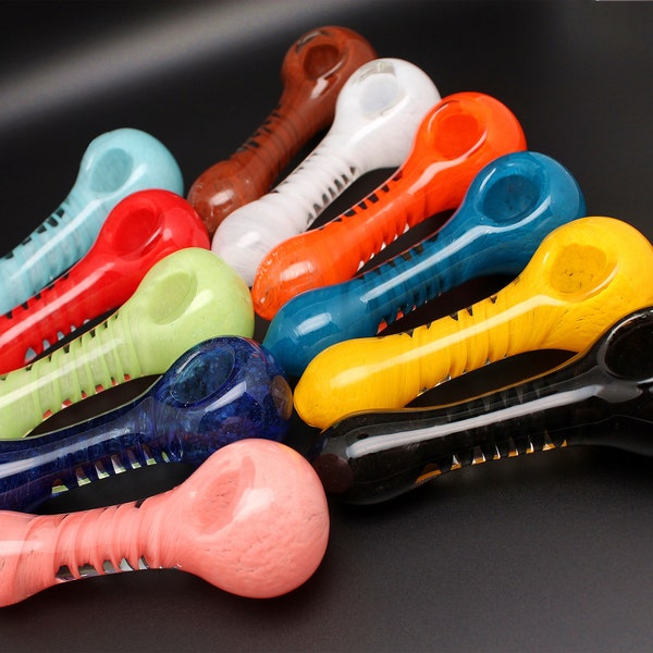 4.5" Glass Smoking Pipe Spiral Heavy Thick Handmade Unique Smoke Bowl Tobacco Pipes Spoon Bowls Collectible Gift Colorful Mid-Size