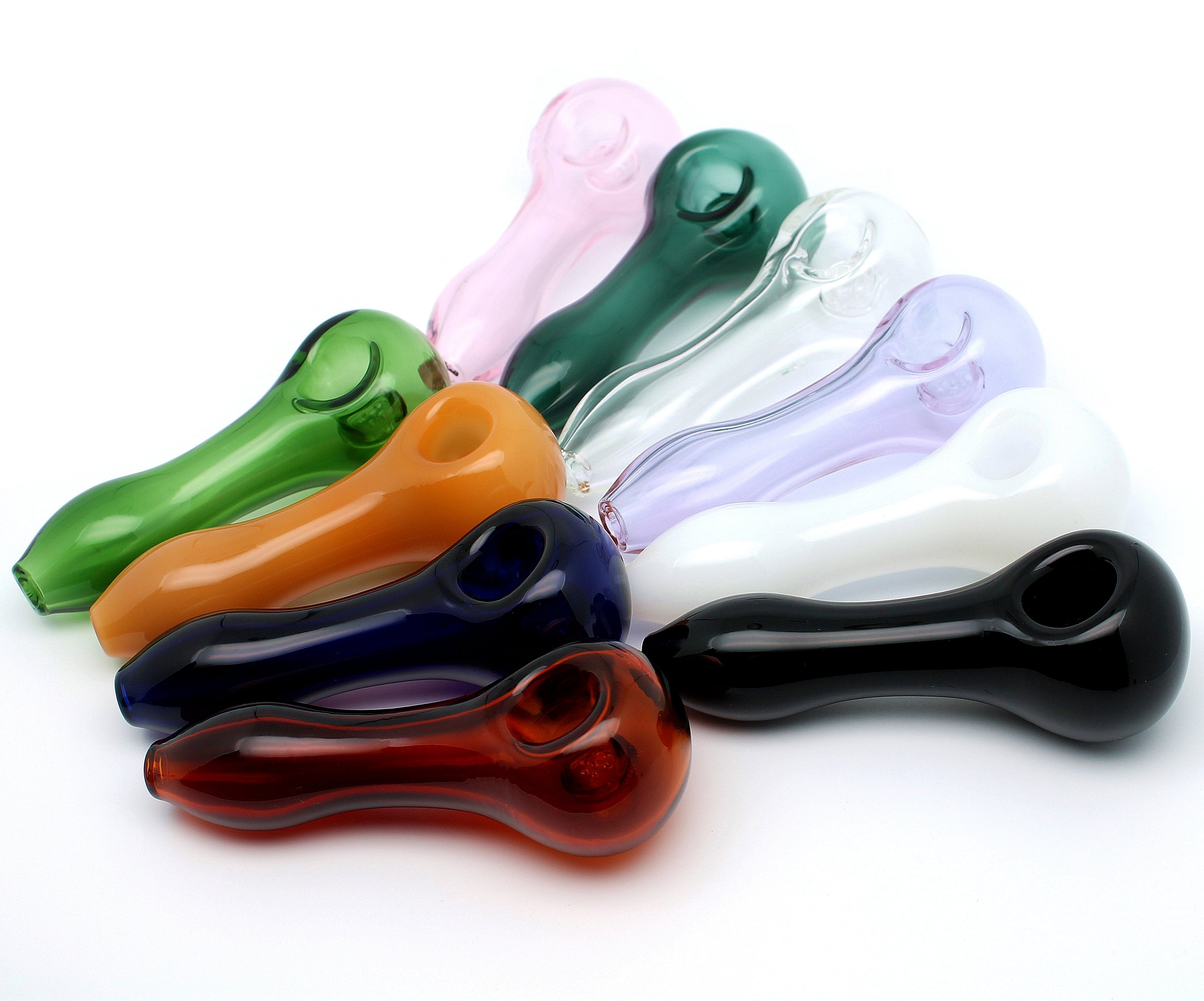 4.2" Glass Smoking Pipes Punched Bowl Thick Spoon Bowls Tobacco Pipe Handmade Heavy Clear or Jade Unique Collectible No More Screens Needed