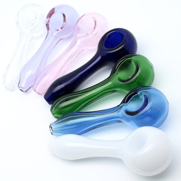 4" Glass Smoking Pipe Basic Series Jade Tobacco Spoon Pipes Bowls for Smoke Bowl Girly Unique Cute Pocket Handmade Simple Cheap Gift