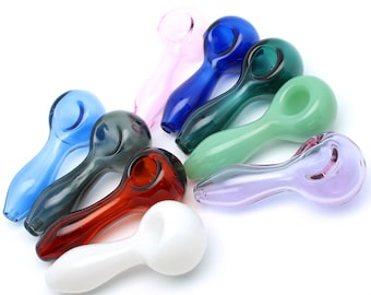 4" Glass Smoking Pipes Simple Smoke Bowls Handmade Pipe Tobacco Bowl Spoon Thick Clear Jade Chubby Popular Collectible Gift Cute