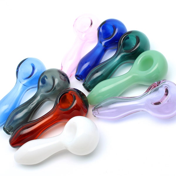 4" Glass Smoking Pipes Simple Smoke Bowls Handmade Pipe Tobacco Bowl Spoon Thick Clear Jade Chubby Popular Collectible Gift Cute