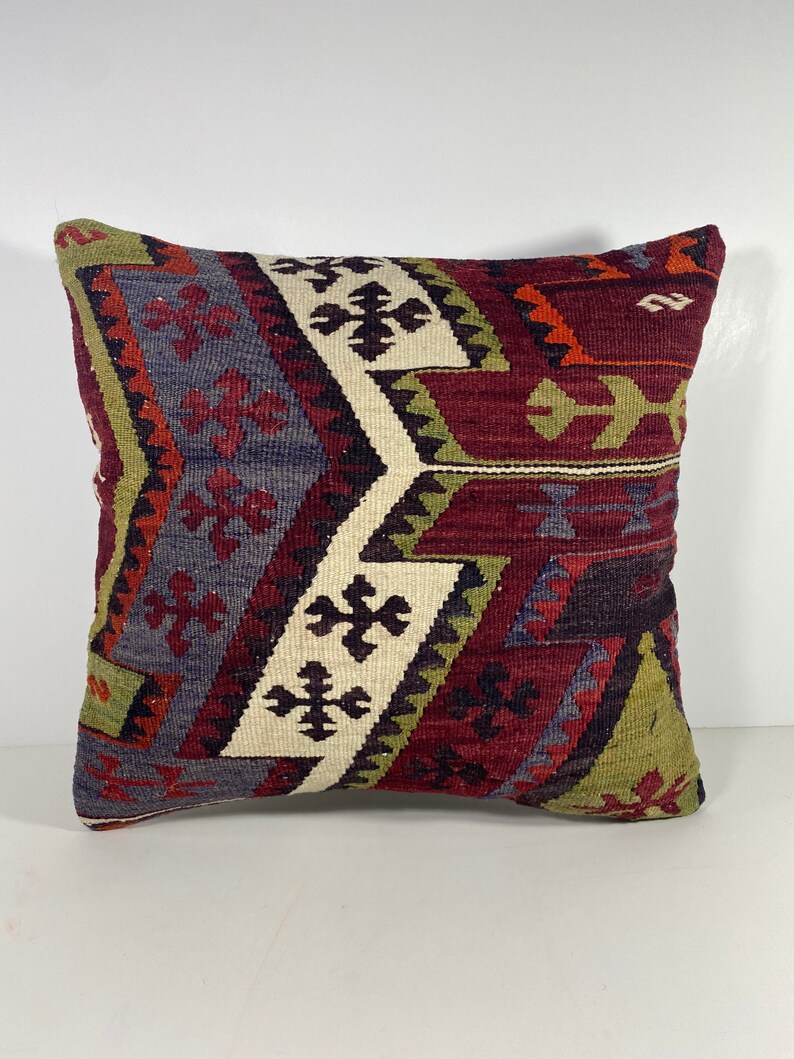 Kilim Pillow Cover 16x16-Decorative Pillow-Unique Home Decor-housewarming gift-Sham Cover