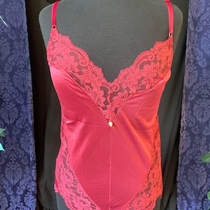 Vintage Gothic Skull Maroon Red Medium 38 Vogue Teddy, Bodysuit Lingerie Jumper Slip One Piece Onesie Set, Witch Vampire Macabre Whimsigoth