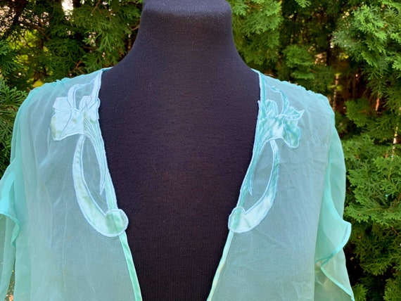 Vintage Mermaid Sheer Blue Butterfly Sleeve Bed J… - image 7