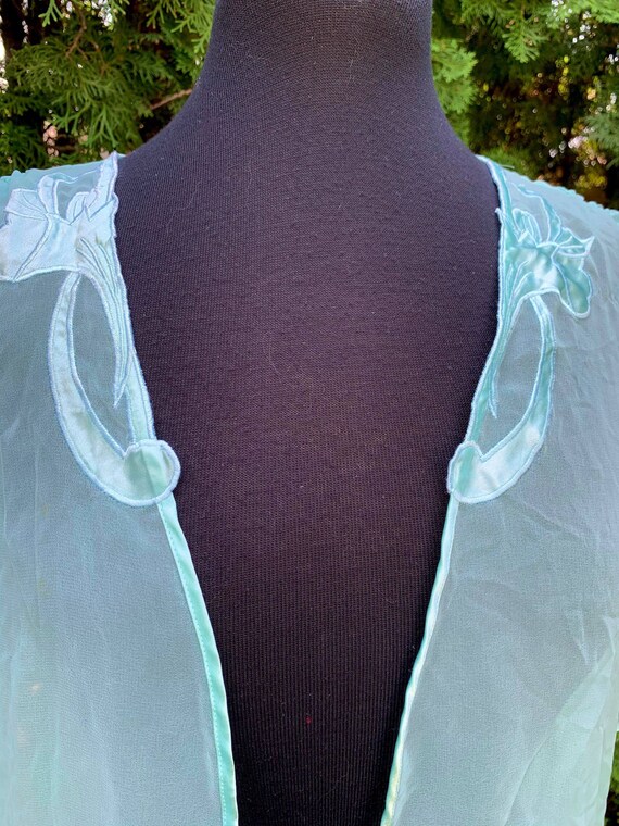 Vintage Mermaid Sheer Blue Butterfly Sleeve Bed J… - image 9