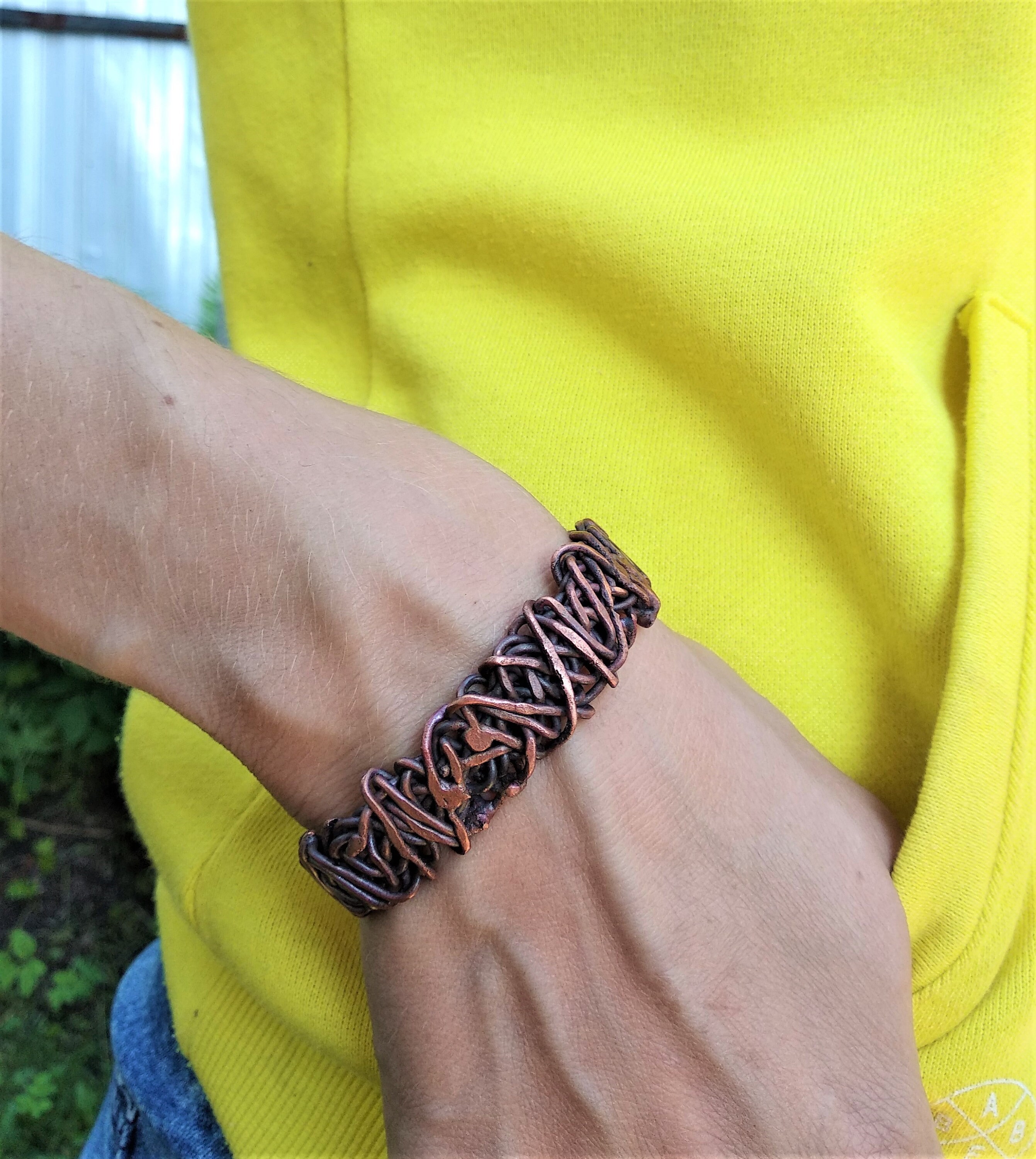 Wire Wrapped Copper Bracelet Handwoven Pure Copper Wire Etsy