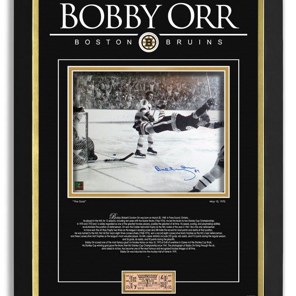 Bobby Orr Signed Autographed - The Goal Boston Bruins Stanley Cup 1970 - Archival Etched Glass 3D-Shadowbox Museum Frame