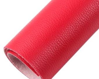 Red small litchi pattern faux leather sheets, synthetic leather for earrings, crafts and bows, bump pattern